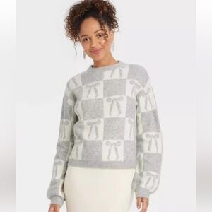 a new day Gray and White Sweater